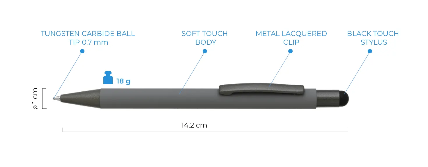 Olovka Titanium touch - dimenzije