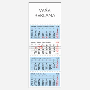 4-dijelni poslovni kalendar 2025