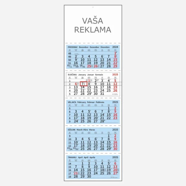 5-dijelni poslovni kalendar 2025