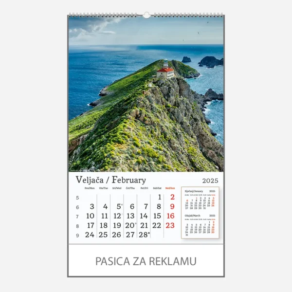 Zidni kalendar Hrvatska 2025 - veljača