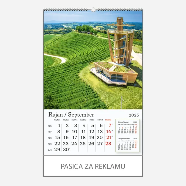 Zidni kalendar Hrvatska 2025 - rujan