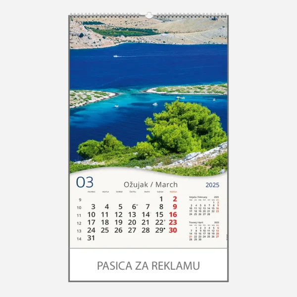 Zidni kalendar Jadran okom galeba 2025 - ožujak