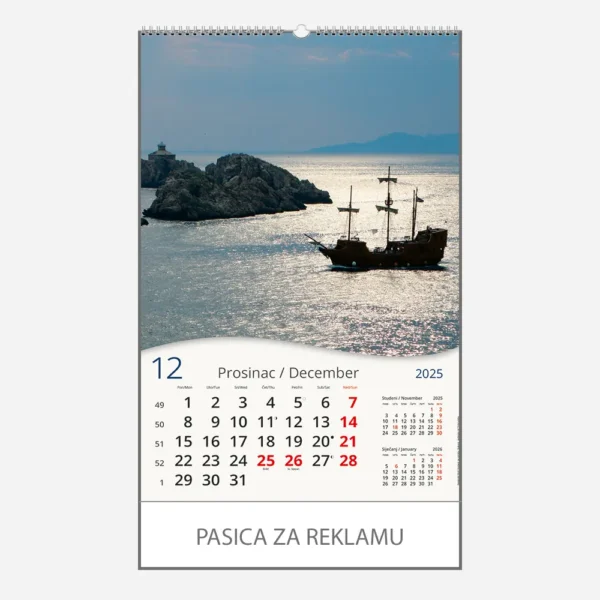 Zidni kalendar Jadran okom galeba 2025 - prosinac