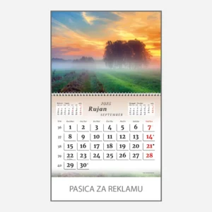 Zidni kalendar Krajolici Hrvatska 2025 - rujan