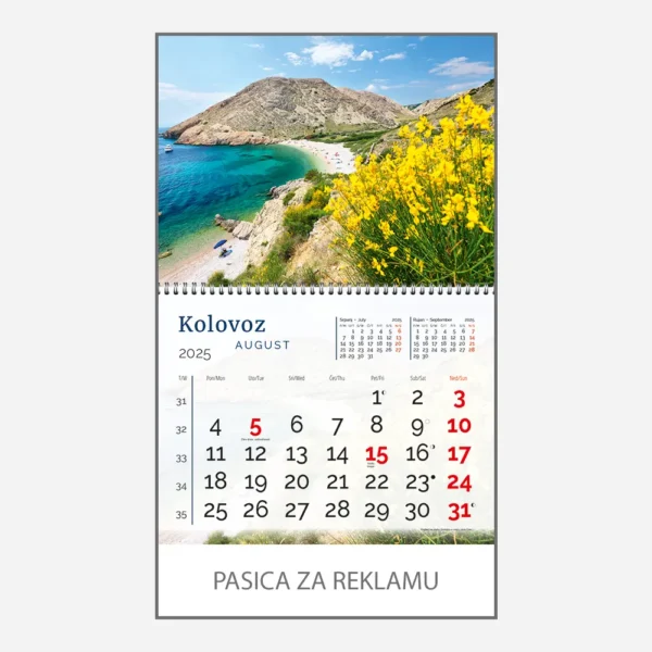 Zidni kalendar Obala i more 2025 - kolovoz