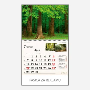 Zidni kalendar Plavo zelena Hrvatska 2025 - travanj