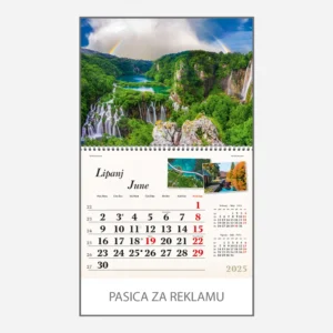 Zidni kalendar Plavo zelena Hrvatska 2025 - lipanj