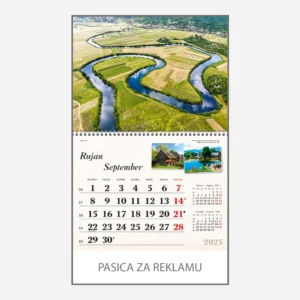 Zidni kalendar Plavo zelena Hrvatska 2025 - rujan