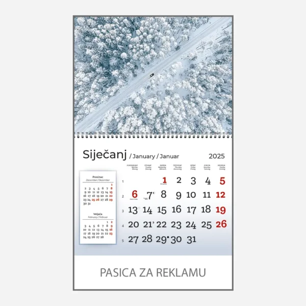 Zidni kalendar Priroda 2025 - siječanj