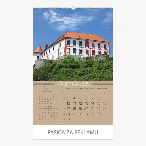 Zidni kalendar Putujem Hrvatskom 2025 - ožujak