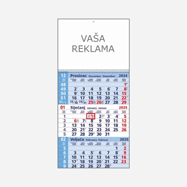 Tromjesečni poslovni kalendar plavi 2025