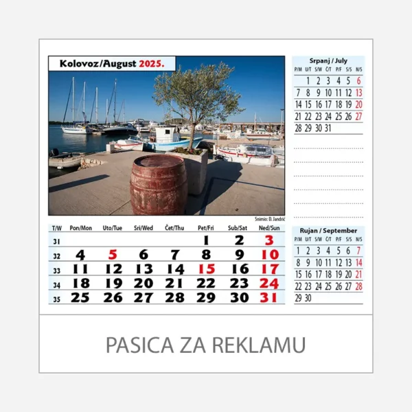 Stolni kalendar Adriatic 2025 - kolovoz