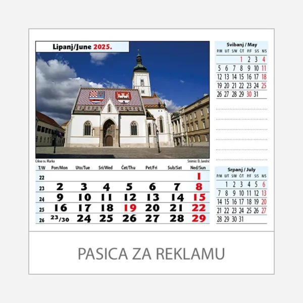 Stolni kalendar Zagreb 2025 - lipanj