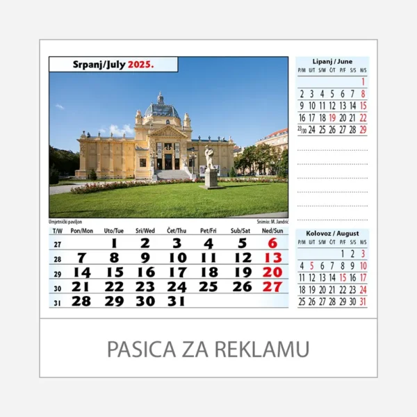 Stolni kalendar Zagreb 2025 - srpanj