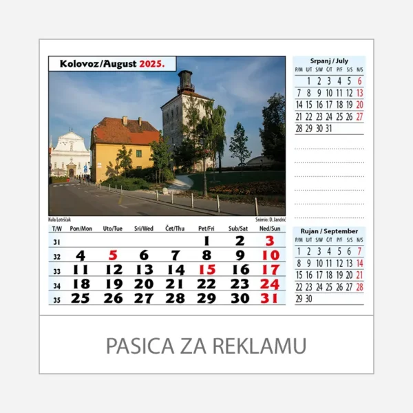 Stolni kalendar Zagreb 2025 - kolovoz