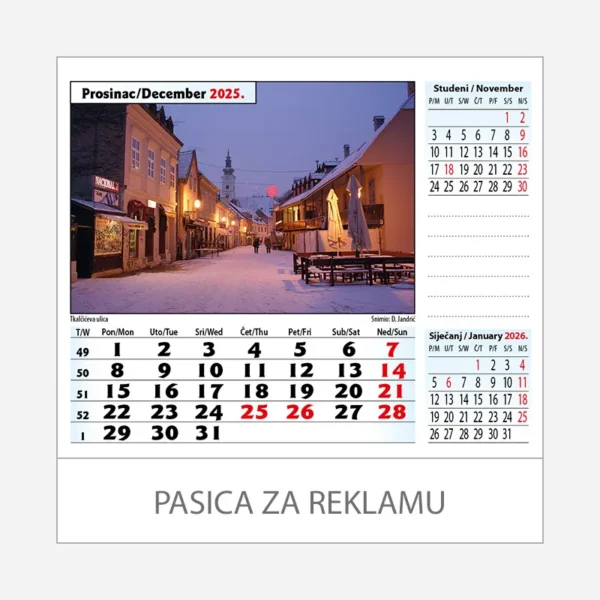 Stolni kalendar Zagreb 2025 - prosinac