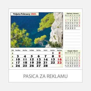 Stolni kalendar Zeleno plava Hrvatska 2025 - veljača