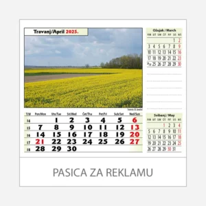 Stolni kalendar Zeleno plava Hrvatska 2025 - travanj