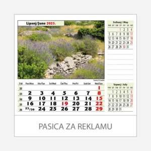 Stolni kalendar Zeleno plava Hrvatska 2025 - lipanj