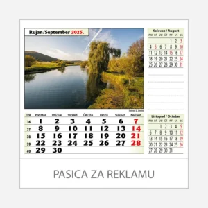 Stolni kalendar Zeleno plava Hrvatska 2025 - rujan