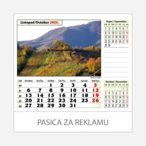 Stolni kalendar Zeleno plava Hrvatska 2025 - listopad