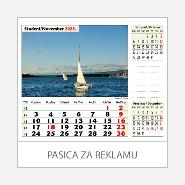 Stolni kalendar Zeleno plava Hrvatska 2025 - studeni