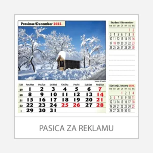 Stolni kalendar Zeleno plava Hrvatska 2025 - prosinac