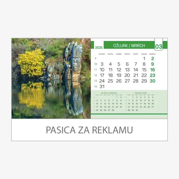 Stolni kalendar obostrani 2025 - ožujak