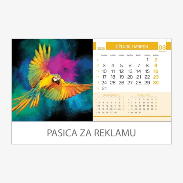 Stolni kalendar obostrani 2025 - ožujak